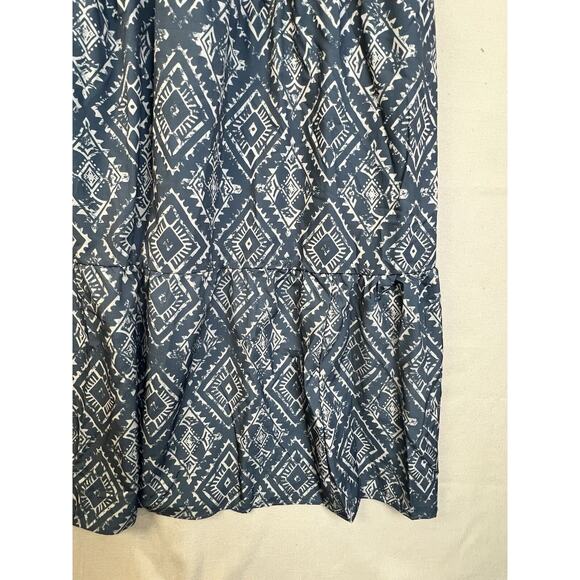Emma Rose Peasant Dress Women's 3XL Blue Graphic Cottagecore Tiered Boho Maxi - Picture 5 of 11